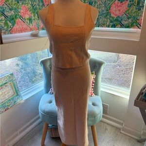 Two piece tan knit dress set